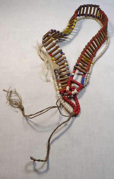 Antique Zulu bead string with wooden strips - Used in Black Sails Series - 97 cm long