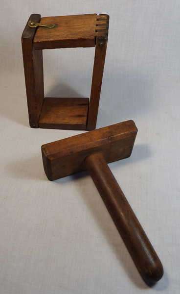Vintage wooden butter mold and press