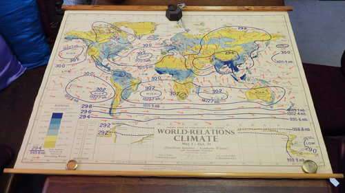World Relations climate map - Philps series of comparative wall atlases - 1965 - 86 x 106 cm