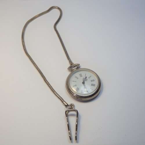 Quartz pocket watch with fob in chain