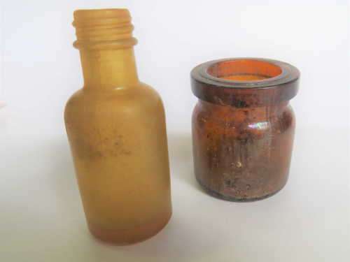 Talana glass bottle and jar - 1947 and 1948