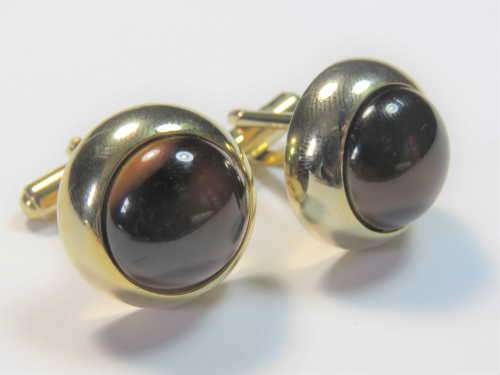 Pair of very heavy gold color tiger`s eye cufflinks