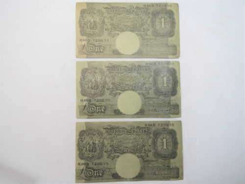 Lot of 3 WW2 North Africa propaganda 1 pound notes - First type