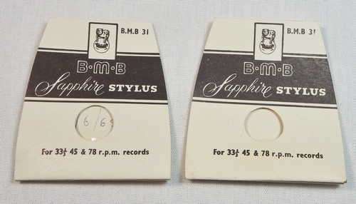Lot of 2 BMB sapphire stylus for 33 1/3 , 45 and 78 RMP records
