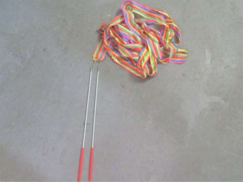 Pair of cheerleader dance ribbons  with grip sticks