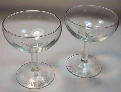Pair of Fleur Du Cap glasses for bride and bridegroom