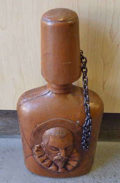 Custom made English leather clad liquor bottle