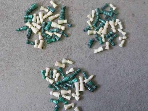 Lot of 3 Malachite stone chess pieces sets - Some damaged pieces
