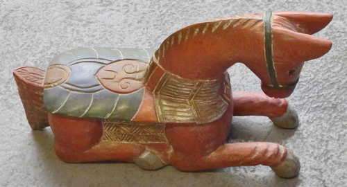 Handmade wooden horse figurine - 12 x 35 cm