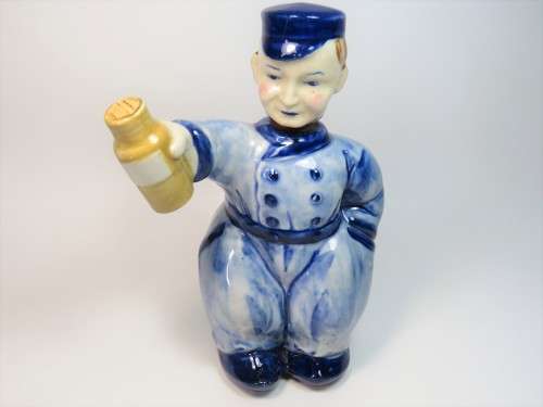 Vintage blue porcelain boy decanter