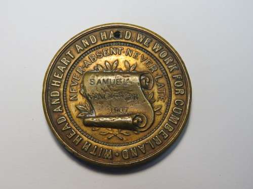 Camberland C.C. Education Committee `Never absent never late` attendance medallion