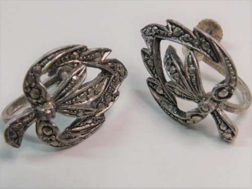 Pair of vintage marcasite earrings
