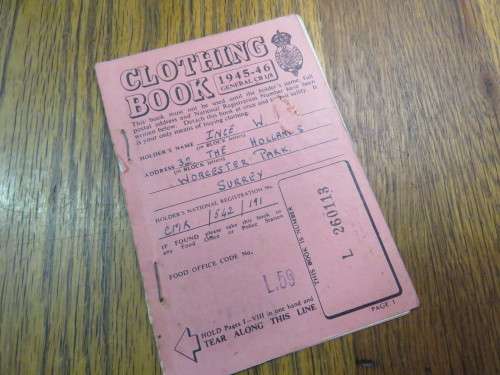 WW2 period clothing coupon book - Issued by the food office - British Board of Trade