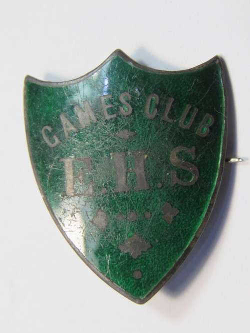 Games Club E.H.S sterling silver badge - Weighs 7.7grams