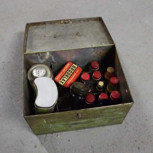 Vintage Petersen's Apothecary tin with some vintage items