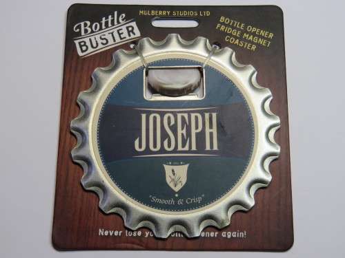 Joseph bottle buster bottle opener, fridge magnet and coaster
