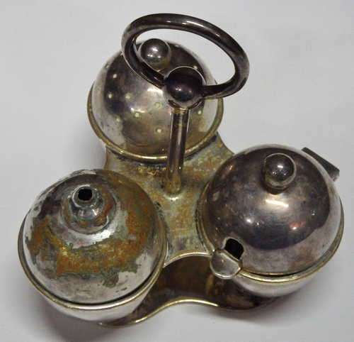 Vintage silverplated Walker and Hall condiment set