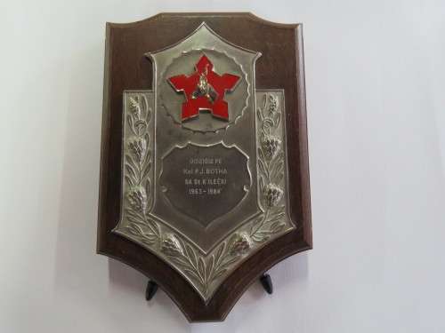 SA Army plaque awarded to Colonel P.J Botha 1963-1984