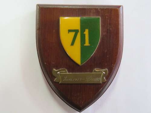 SADF 71 Motorised Brigade plaque for service 1977 to 1980