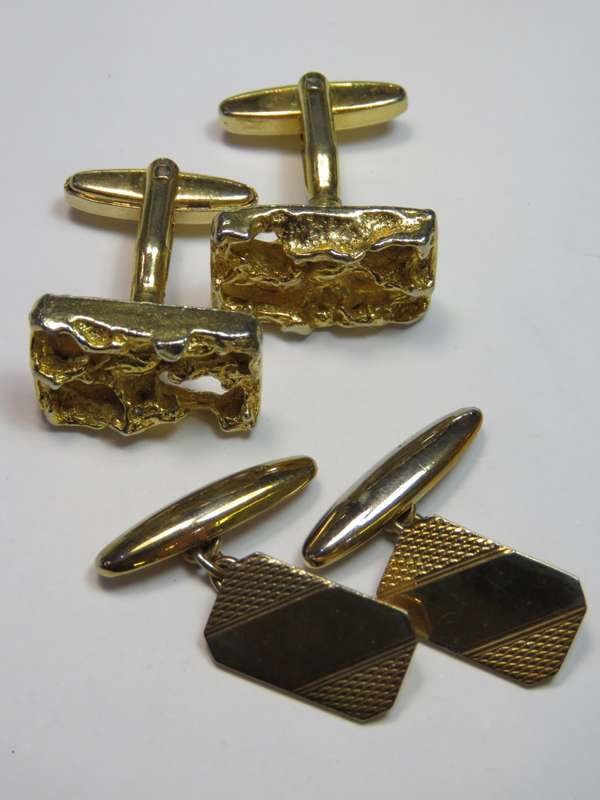 Two pairs of vintage gold plated cufflinks