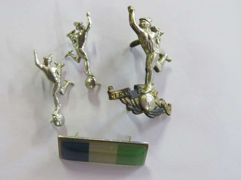 Set of SADF Signals corps cap and collar badges with beret balkie