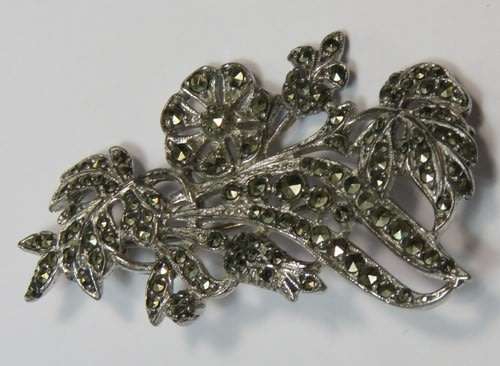 Vintage costume jewellery marcasite brooch