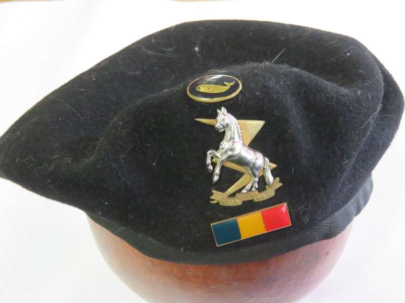 SADF Technical services corps 55 field workshop beret with badges and balkie - Size: 55
