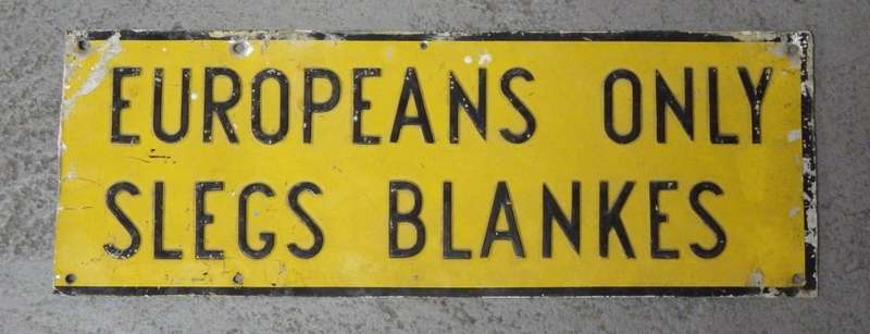 Vintage Europeans Only / Slegs Blankes apartheid era Aluminium sign - 18 x 50 cm