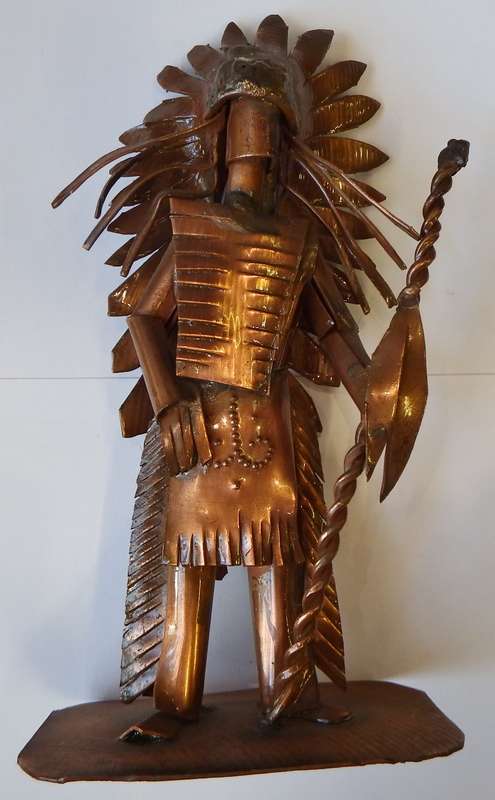 Handmade Copper Indian Chief figurine - Very unique piece