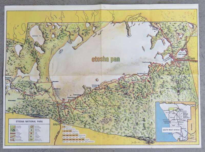 Vintage South West Africa map of Etosha National Park - 42 x 57 cm