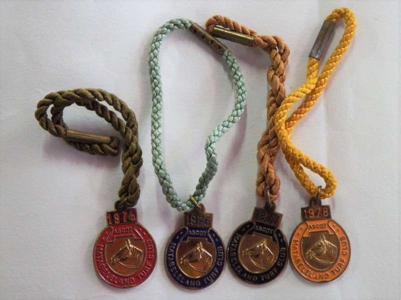 Horse Racing Matabeleland Turf Club wrist bands for 1975, 1976, 1977 and 1978