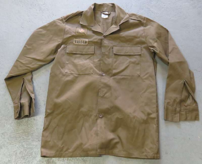 SADF Nutria long sleeve shirt with Visser nametag and citizen force badge - Sizes in description