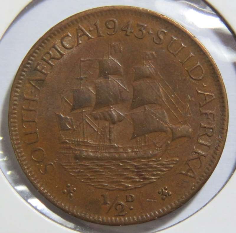 1943 Half Penny EF+ metal flaw Obv