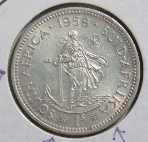 1958 Shilling AU cracked die