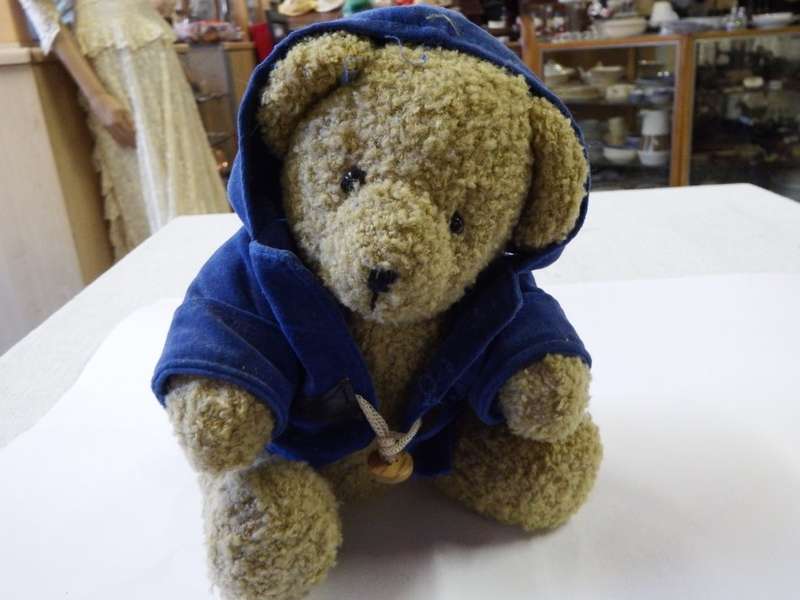 Vintage teddy with blue hoodie