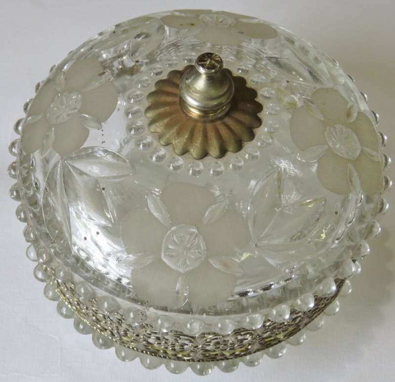 Vintage Italian cut glass cotton wool dish - Beautiful