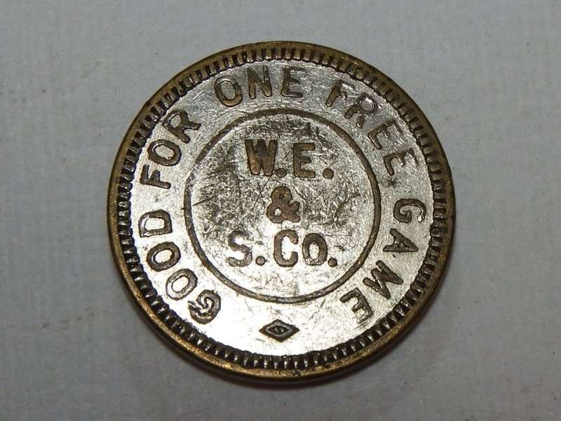 W.E. and S. Co. token - Awarded for skill - Good for one free game