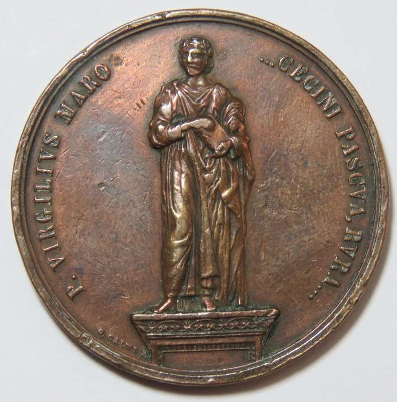 Mantova Provincial exhibition 1878 medal - Monument to Virgilio Marone