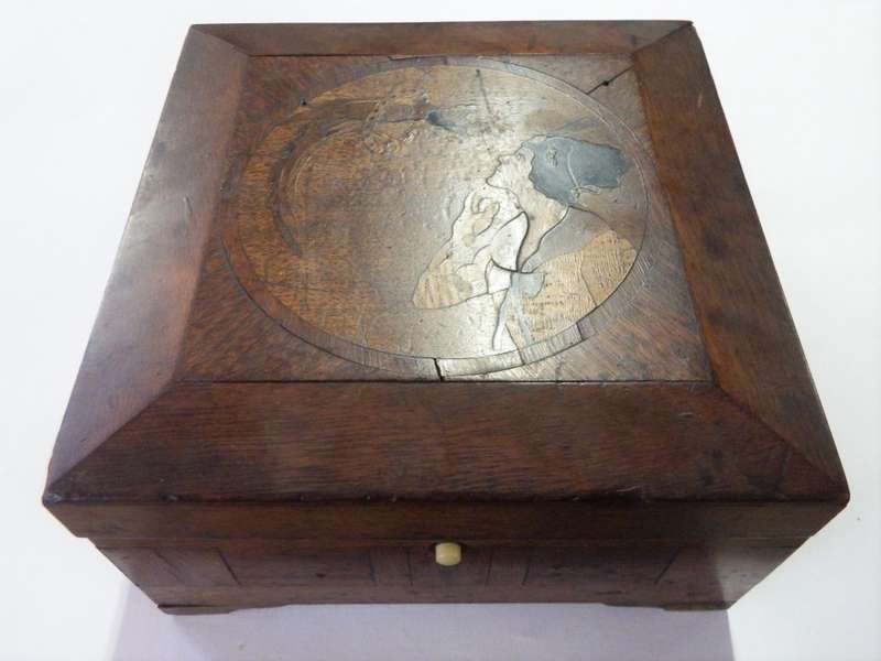 Beautiful WW1 wooden box made by Prisoner of War no. 100 (POW 100) Ch. Koppel of Camp 1 fort Napier