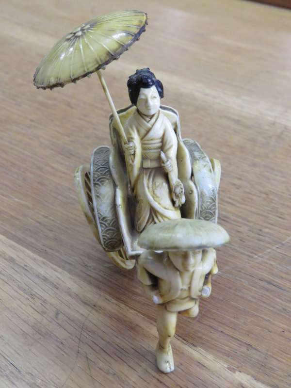 Vintage Celluloid Rickshaw figurine