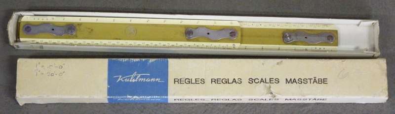 Set of 2 Kuhlmann drawing rulers in box - Small ruler 34 cm - Large ruler 49,5 cm