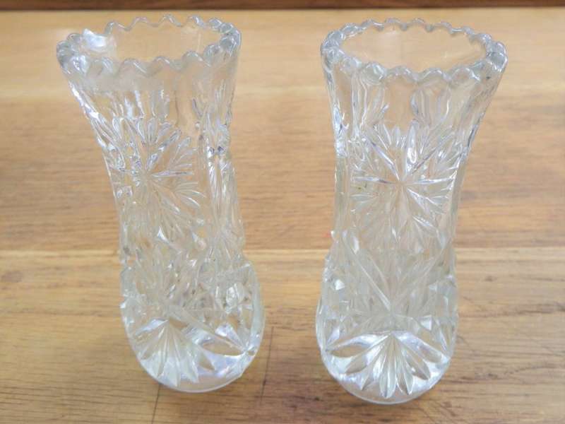 Pair of small glass flower vases