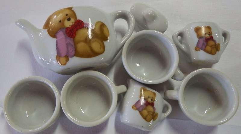 Teddy bear porcelain children`s tea set - 8 Pieces