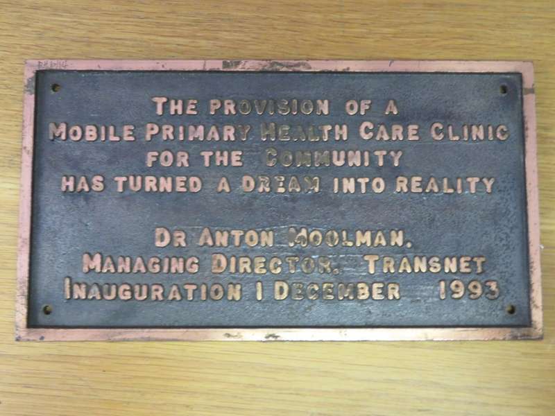 Vintage copper plaque for Dr Anton Moolman managing Director Transnet inauguration 1 December 1993