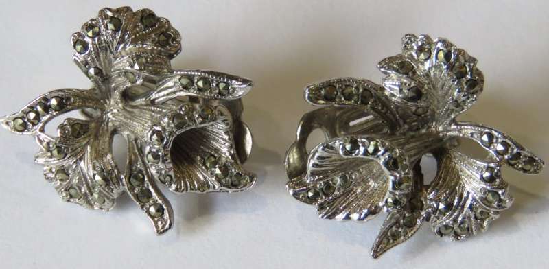 Pair of marcasite clip on earrings