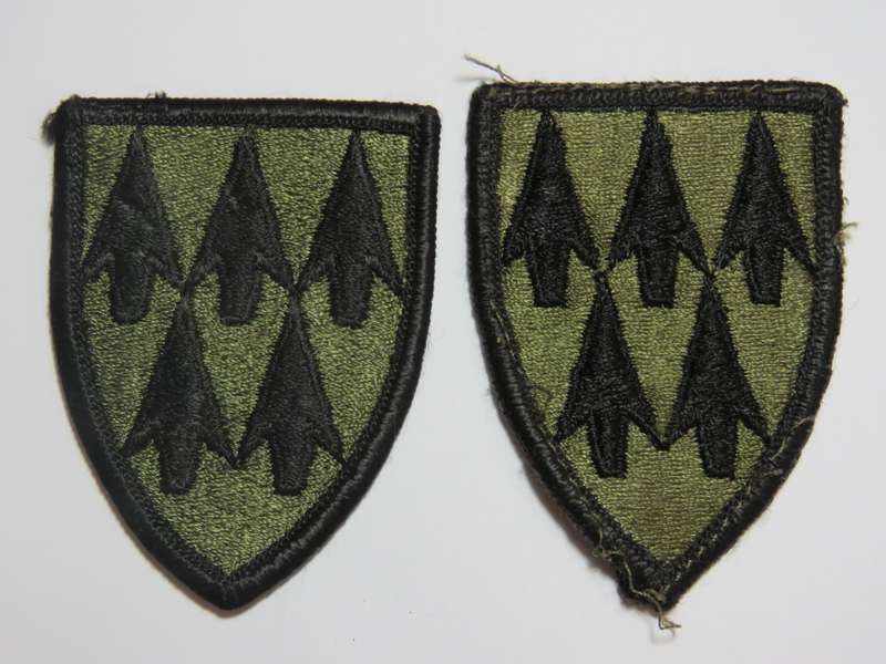 Pair of US Army 32nd Air Defence cloth badges