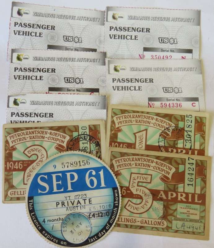 Lot of vehicle licenses, tokens and coupons
