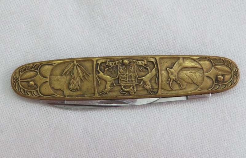 1652-1952 Johan van Riebeeck festival brass handle pocket knife - Inox