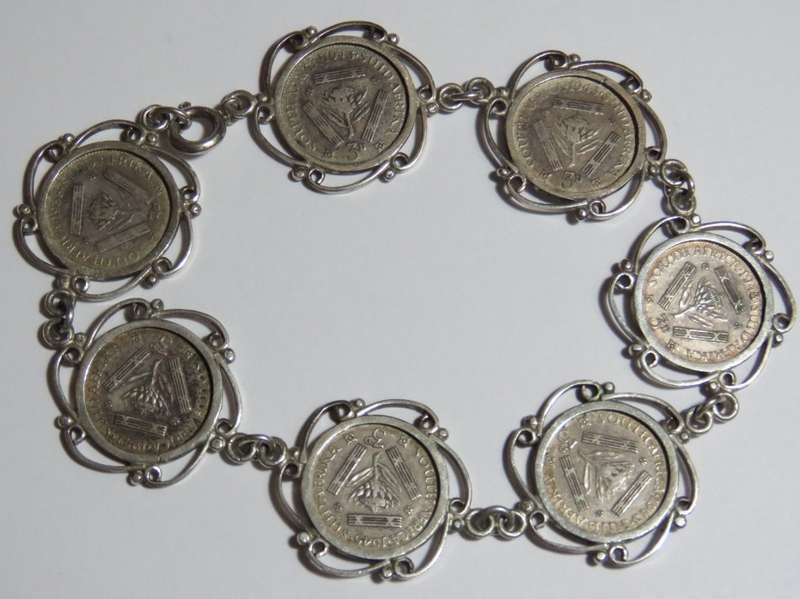 Vintage SA Union silver tickey bracelet - Weighs 20,9 grams