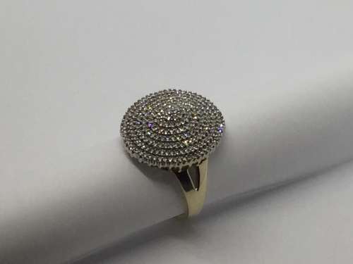 9kt Gold diamond ring with 242 small round diamonds
